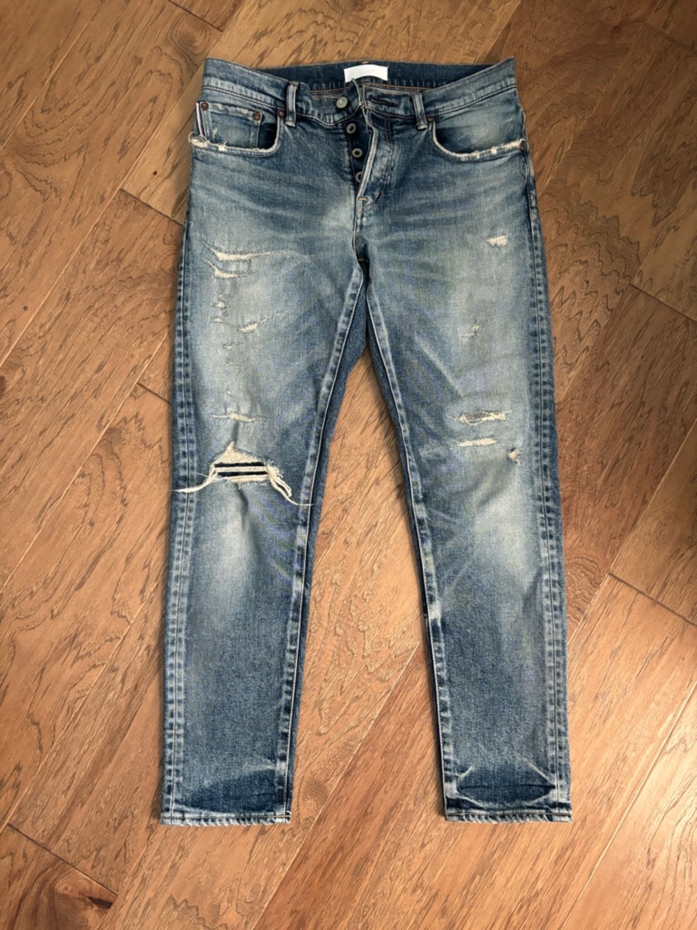 MOUSSY Distressed Denim Jeans - Tapered Slim Fit - Made in Japan - Men’s 30